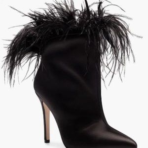 Jessica Simpson Prixey Feather Trim Pointed Toe Bootie (Women)
